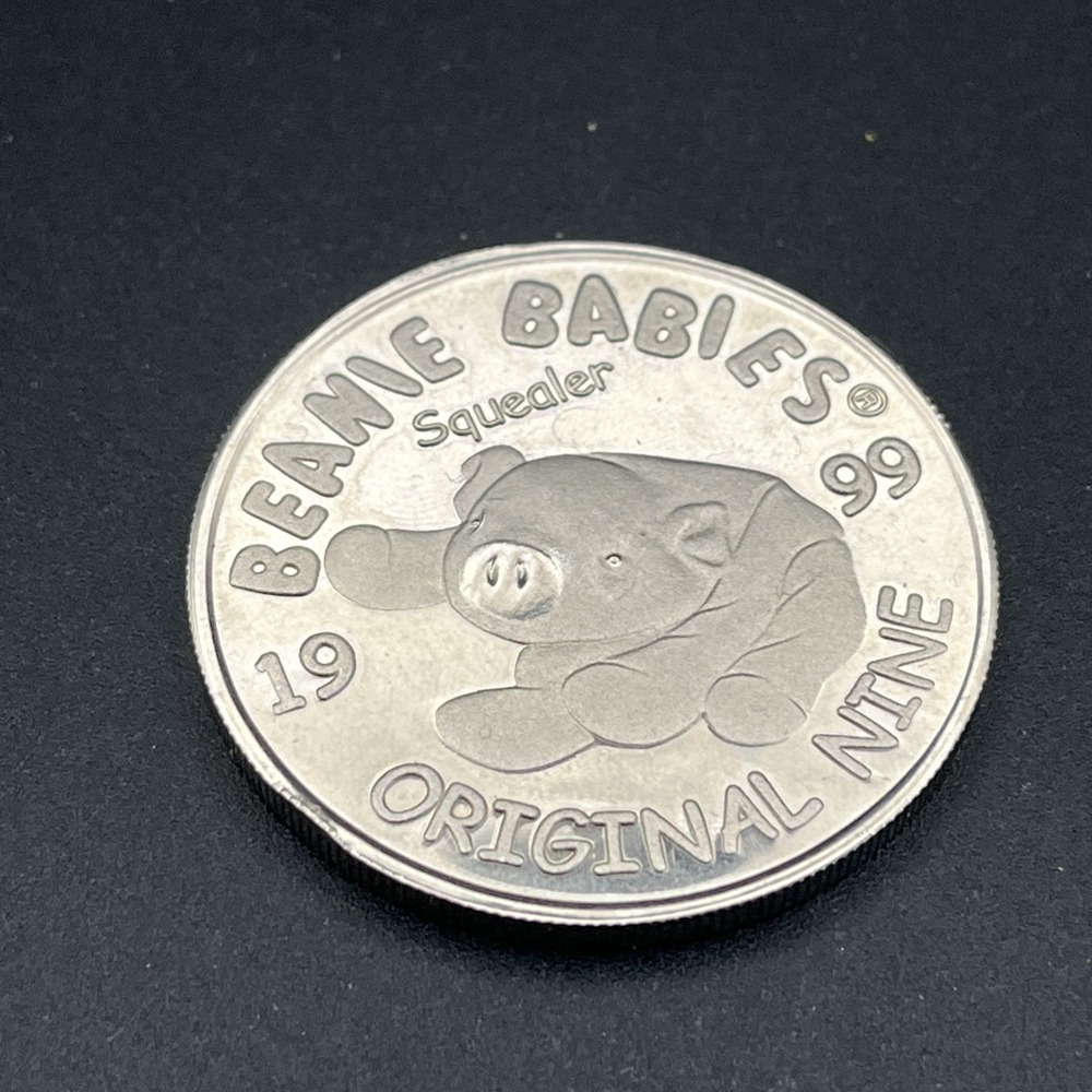 1999 TY Official Club Beanie Babies Squealer Pig Original Nine Coin‎